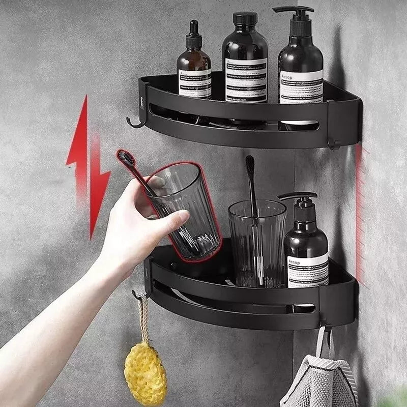 Estante Esquinero De Baño Negro X2