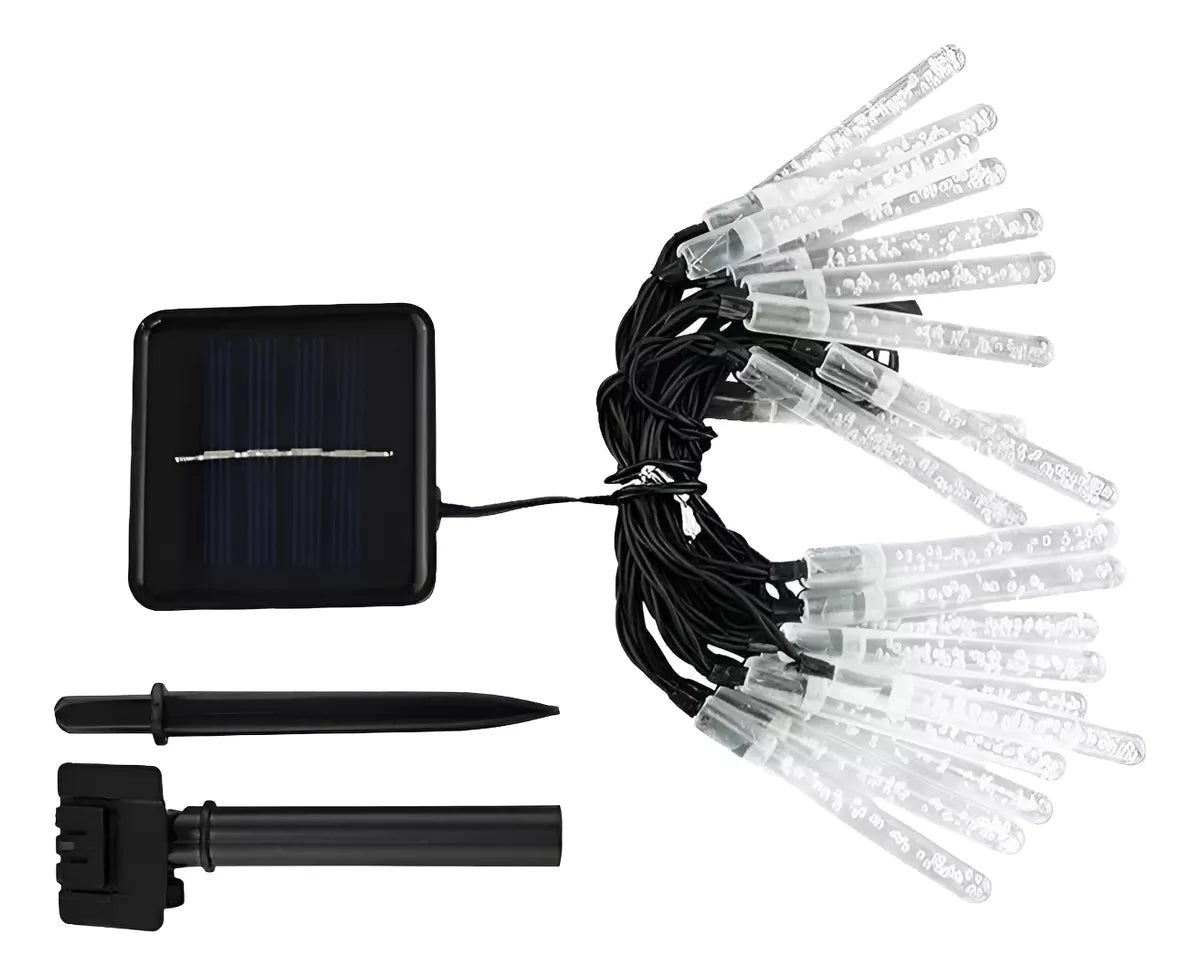 Guirnalda Led Tubitos Luces Panel Solar Exterior Navidad