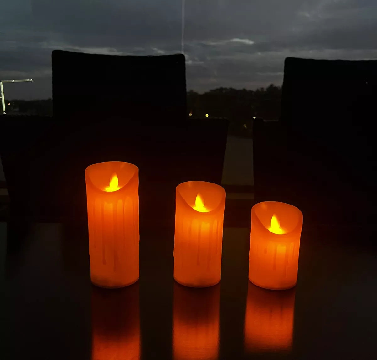 Set X3 Velas Led Grandes Con Movimiento Decoración Eventos