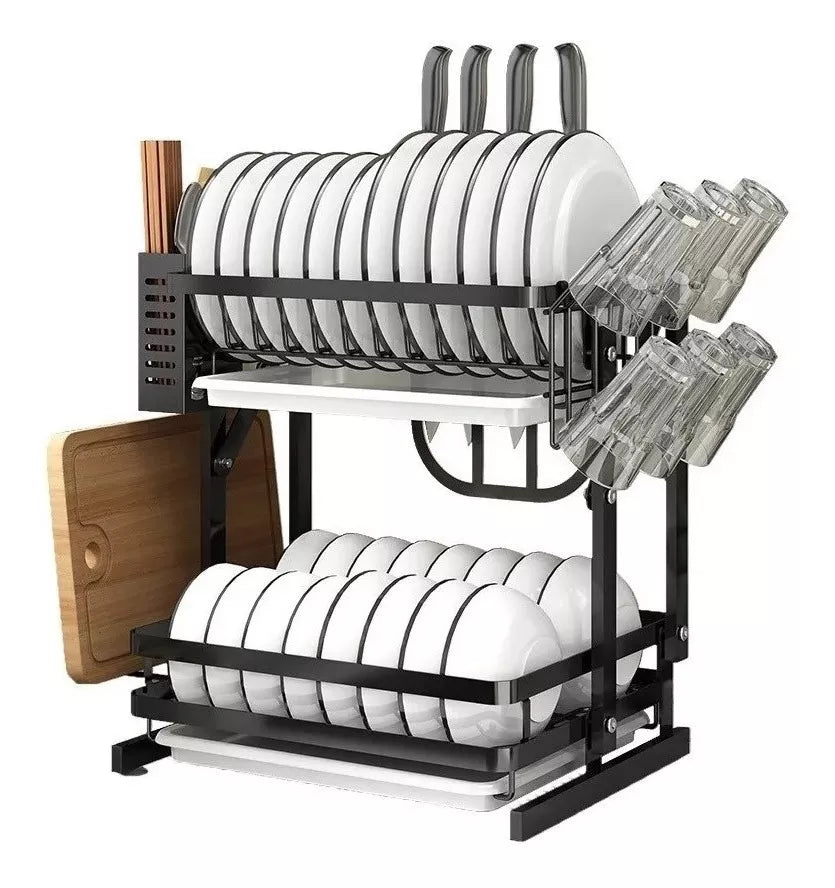 Seca Platos Escurridor Acero Inox Plegable 2 Niveles Vajilla
