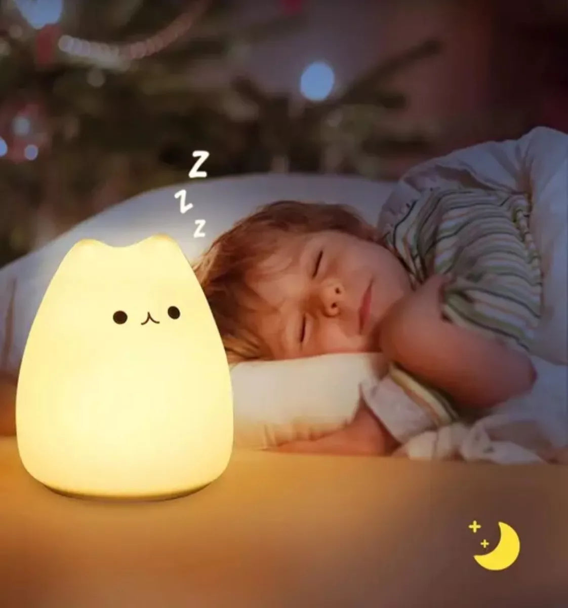 Velador Gato Lampara Gatito Recargable Luz De Noche Silicona
