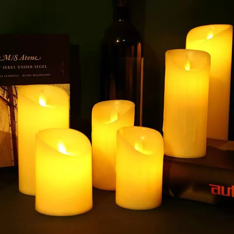 Set X3 Velas Led Grandes Con Movimiento Decoración Eventos