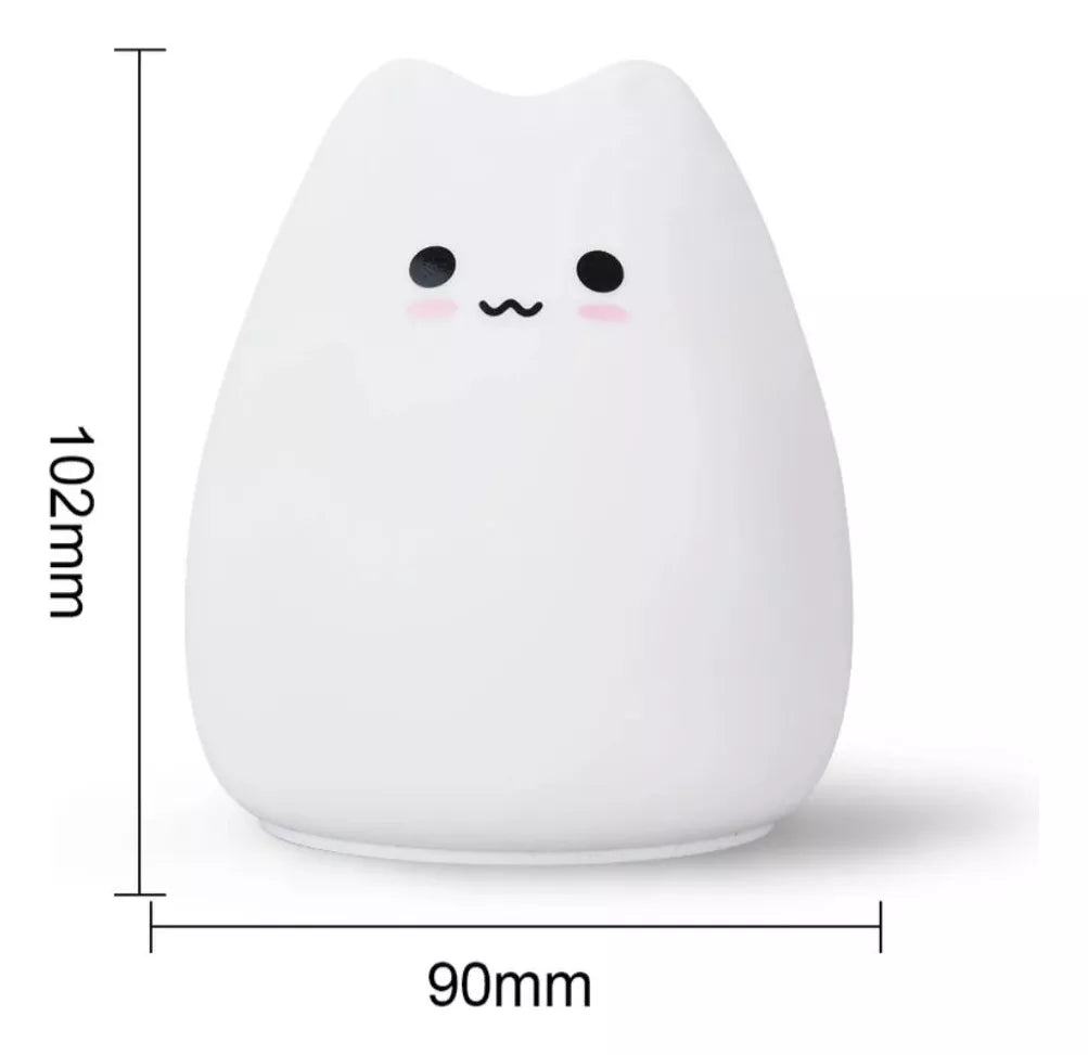 Velador Gato Lampara Gatito Recargable Luz De Noche Silicona