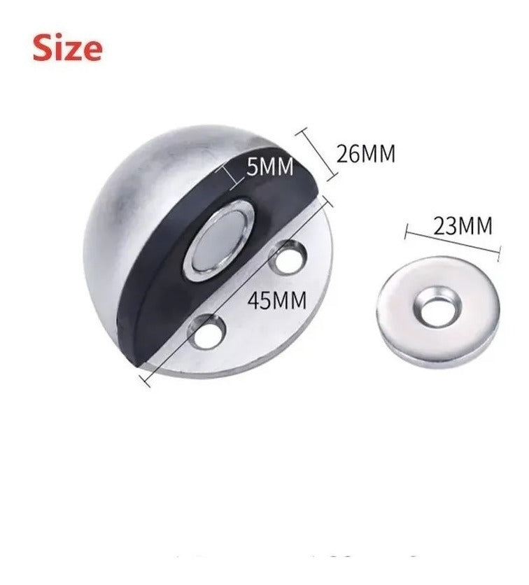 Tope y Reten Magnetico Piso Puerta Media Esfera Acero