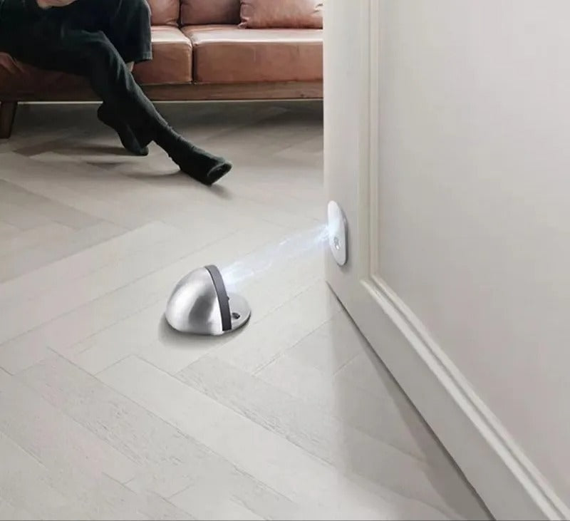 Tope y Reten Magnetico Piso Puerta Media Esfera Acero