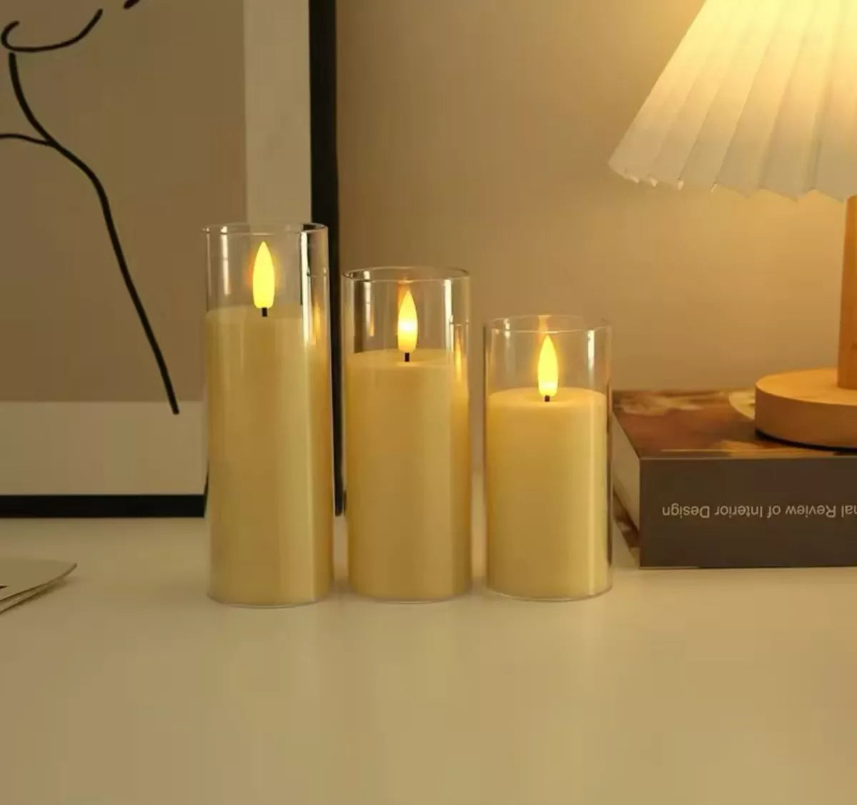 Set X3 Velas Led Acrilico Con Movimiento Decoracion Eventos