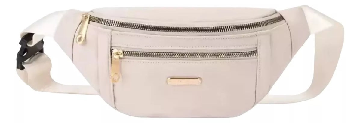 Riñonera Cruzada De Dama Bolso Impermeable Cierres Dorados