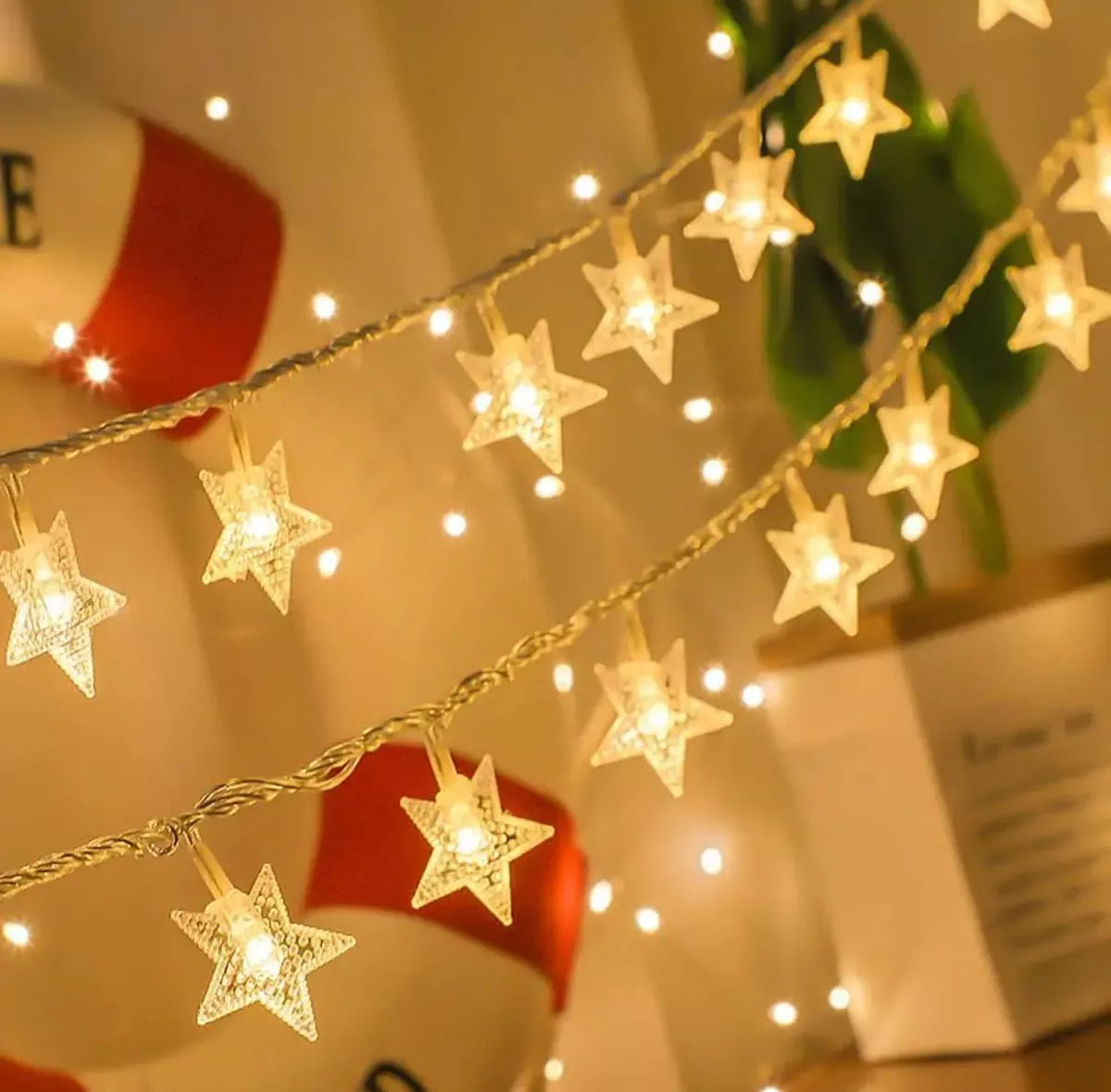 Guirnalda Estrellas Led 40 Led 6mts A Pila Decoracion Hogar