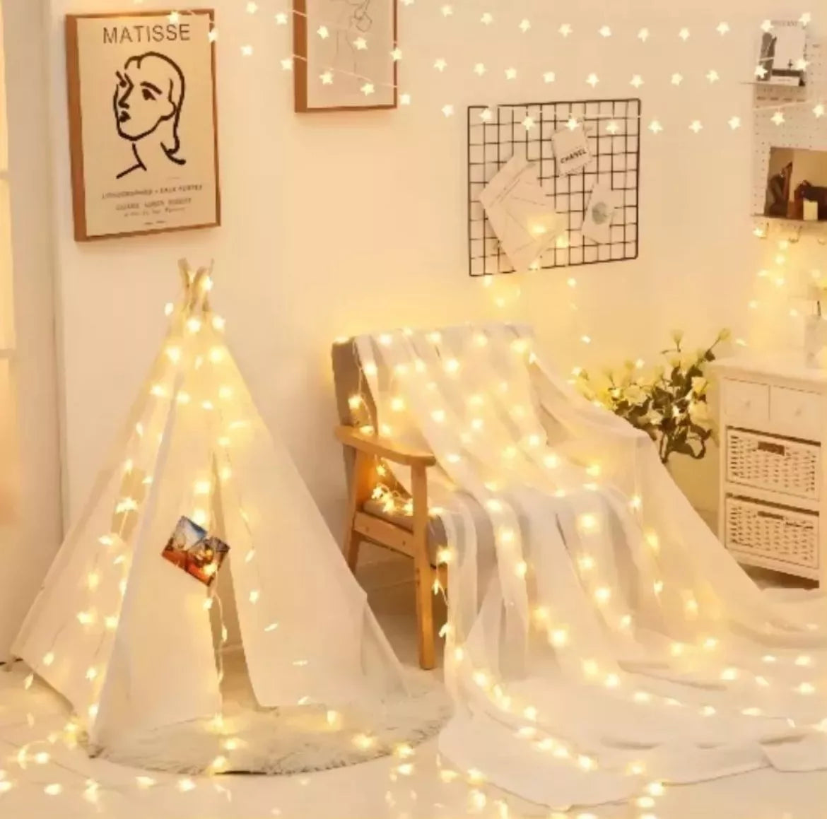 Guirnalda Estrellas Led 40 Led 6mts A Pila Decoracion Hogar