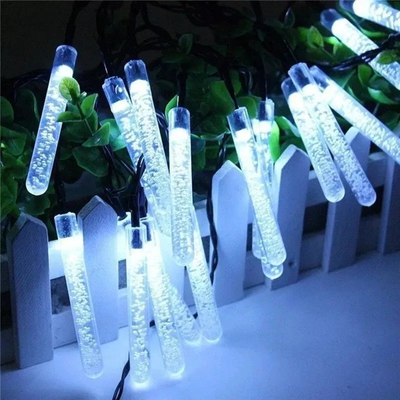 Guirnalda Led Tubitos Luces Panel Solar Exterior Navidad