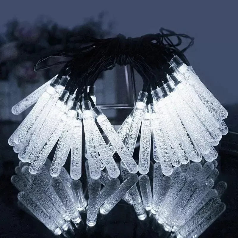 Guirnalda Led Tubitos Luces Panel Solar Exterior Navidad