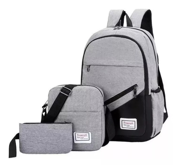 Mochila 3 En 1 Impermeable + Bandolera + Cartuchera Cod.235