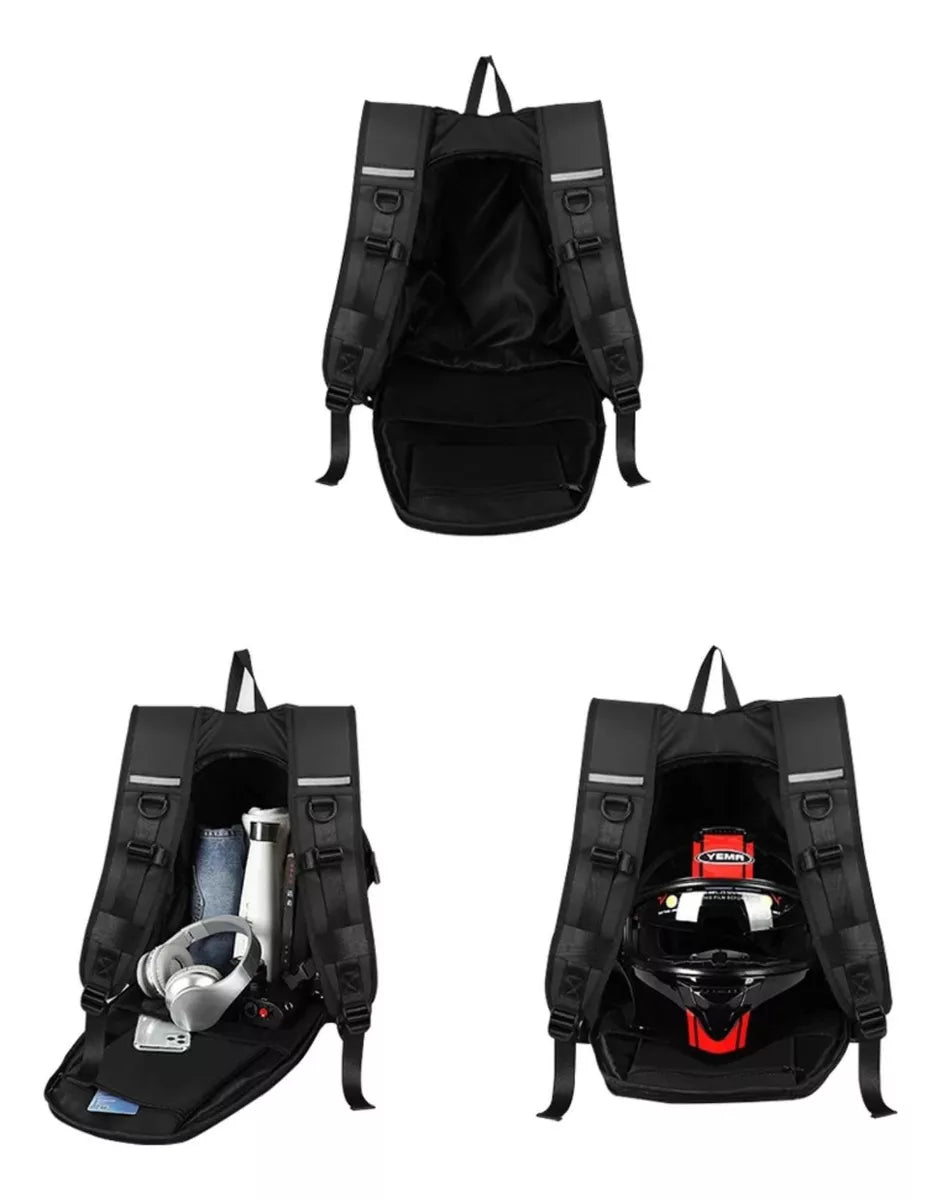 Mochila Impermeable Reflex Para Motociclista Moto Casco