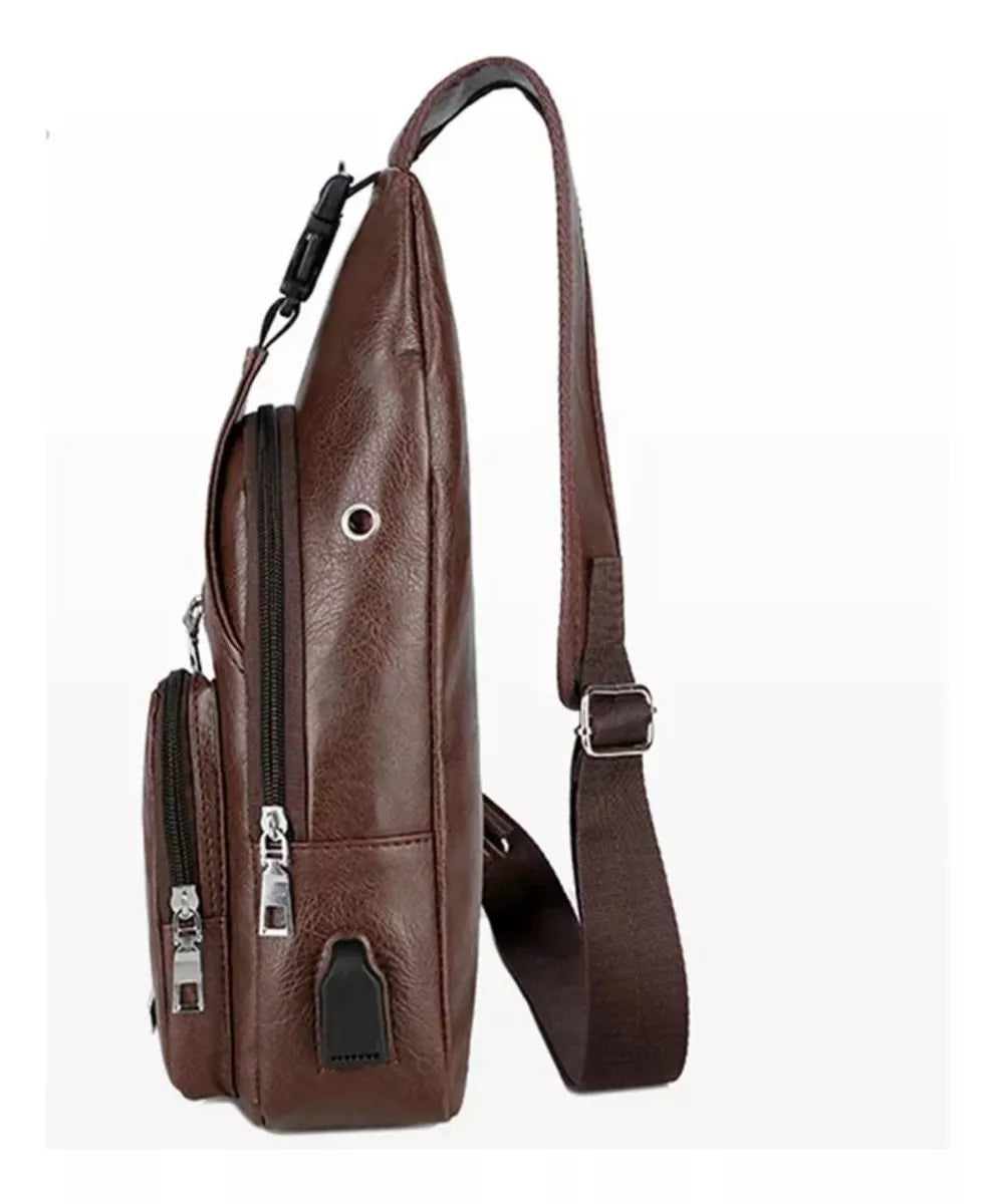 Morral Bandolera Mochila Smart Mini Eco Cuero Salida Usb