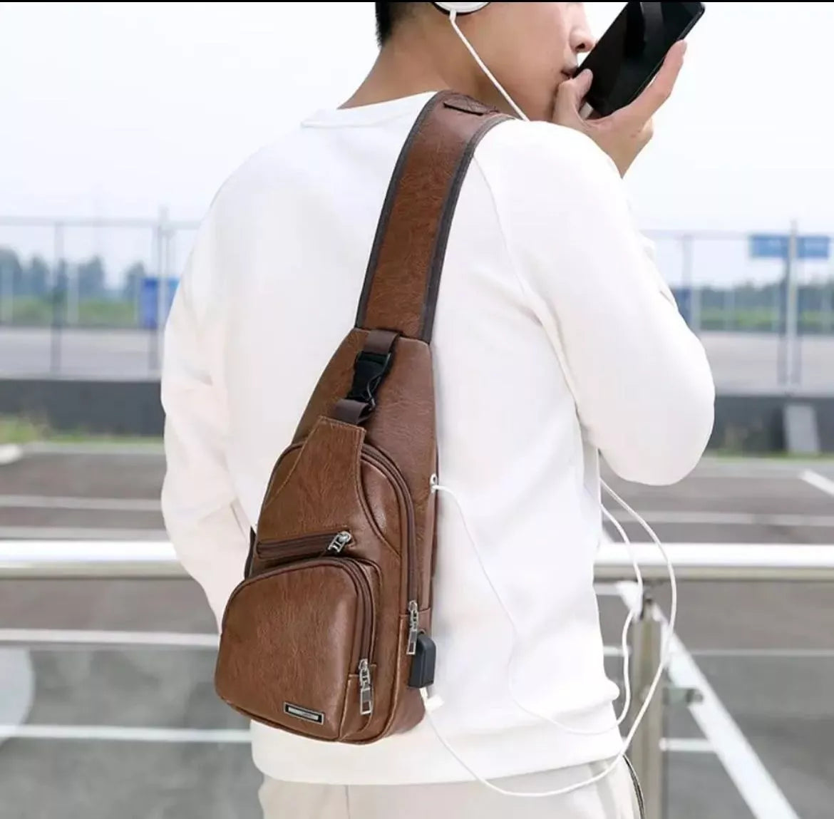 Morral Bandolera Mochila Smart Mini Eco Cuero Salida Usb
