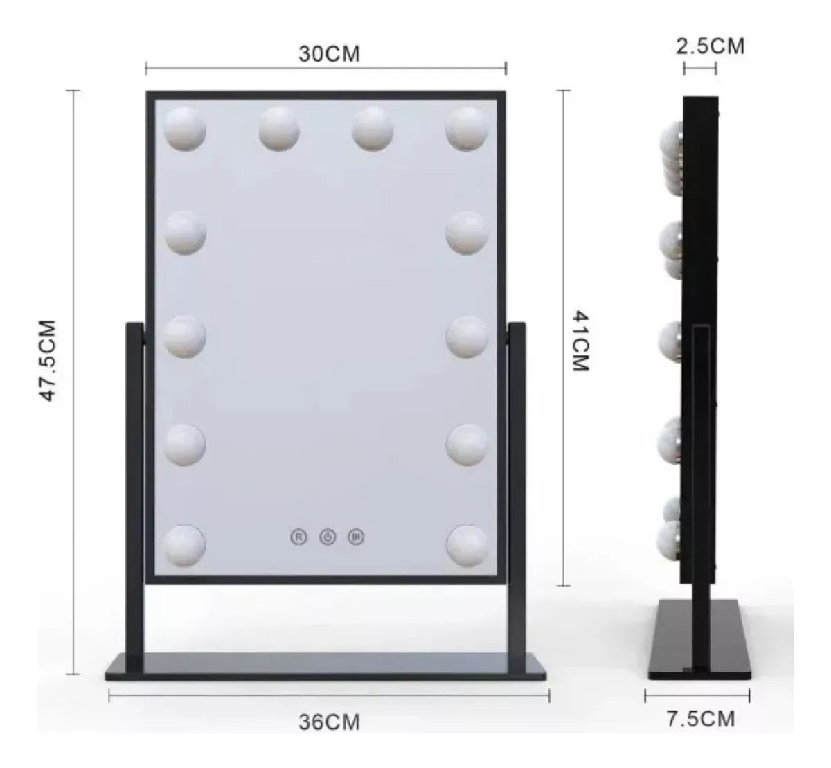 Espejo Maquillaje Grande Con Luz 12 Focos Led 360° Touch Usb