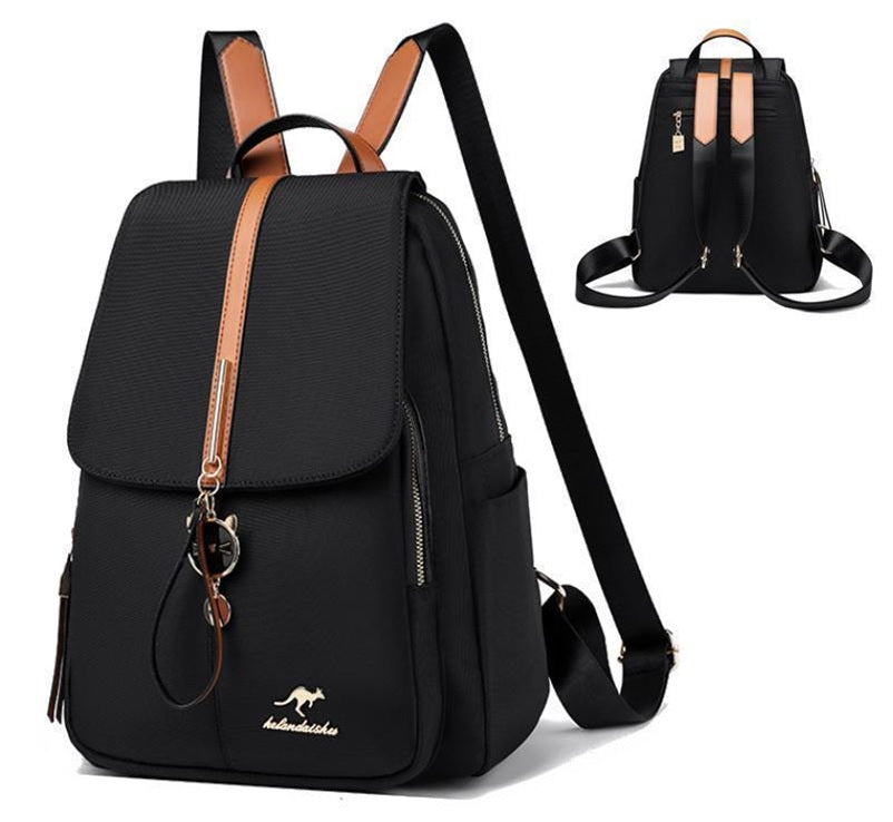 Mochila Dama Oxford De Mujer Impermeable Negra Urbana
