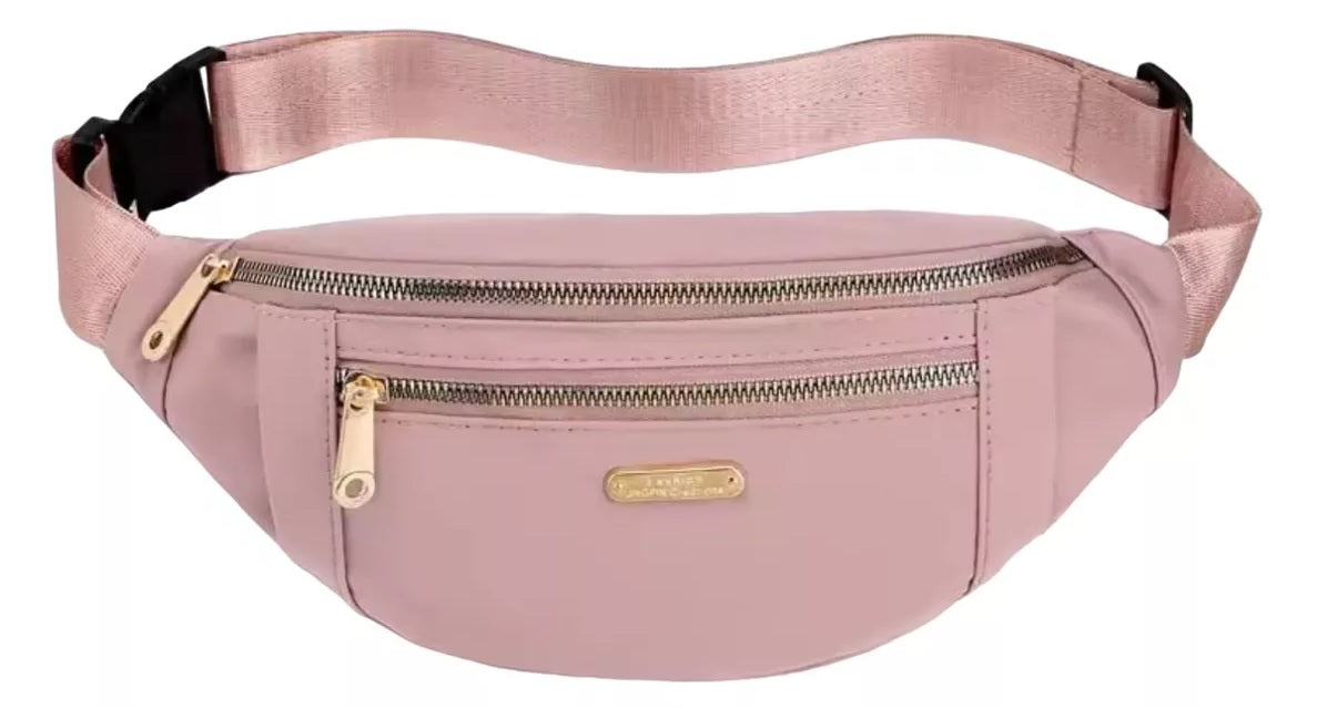 Riñonera Cruzada De Dama Bolso Impermeable Cierres Dorados