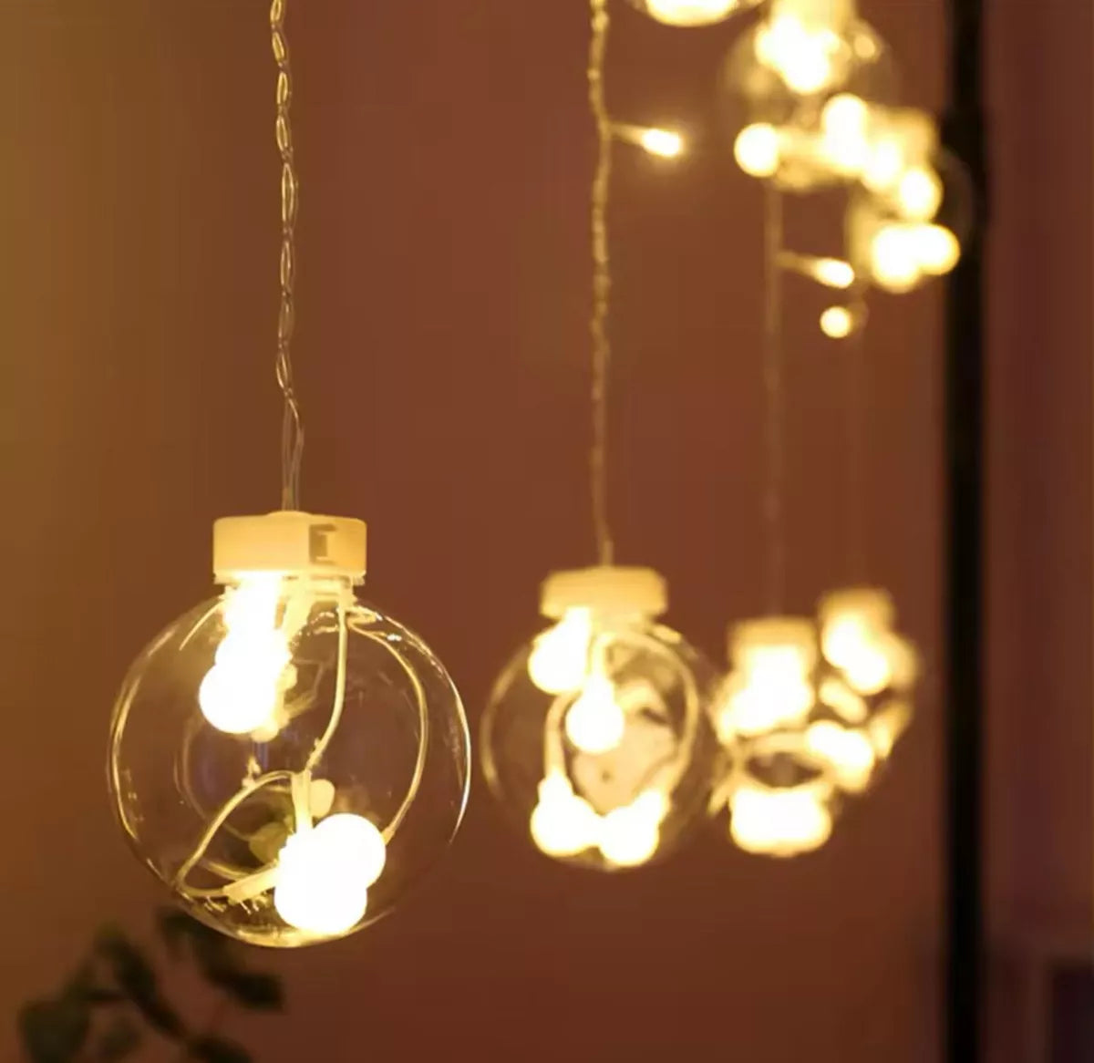 Cortina Guirnalda Led Calida 12 Focos Luces Navidad Usb/pila
