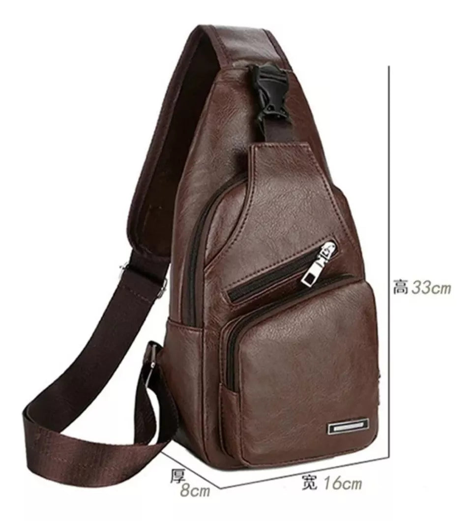 Morral Bandolera Mochila Smart Mini Eco Cuero Salida Usb