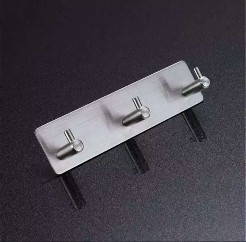 Gancho De Pared Triple Adhesivo Perchero Multiuso Acero Inox