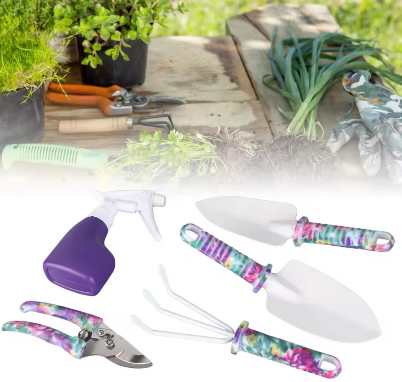Kit De Jardinería 5 Pzs + Estuche - P/ Indoor Outdoor Jardín