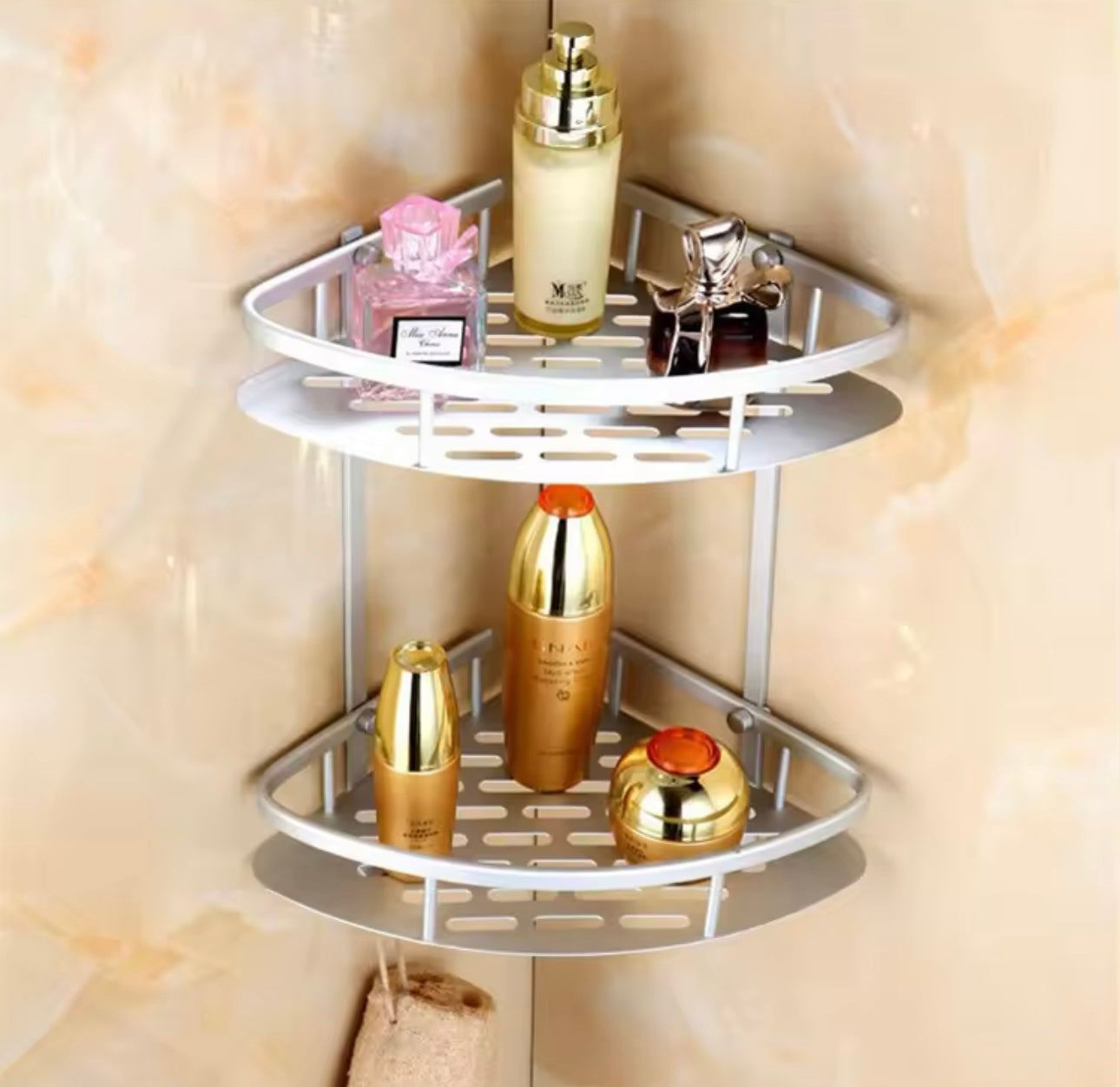 Estante de Baño Esquinero Doble Plateado