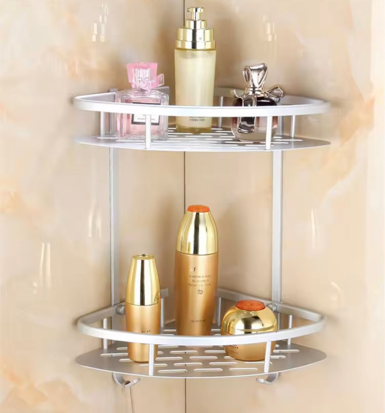 Estante de Baño Esquinero Doble Plateado