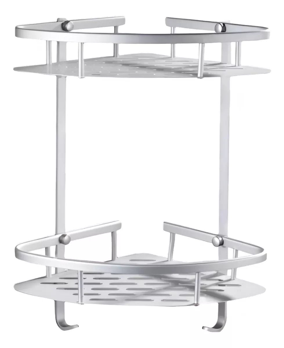 Estante de Baño Esquinero Doble Plateado