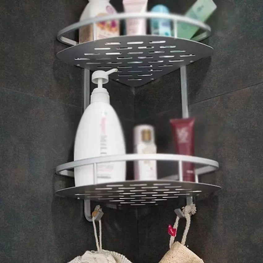 Estante de Baño Esquinero Doble Plateado