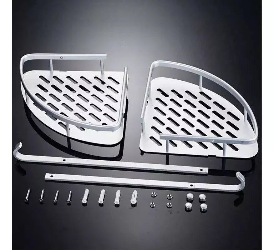 Estante de Baño Esquinero Doble Plateado