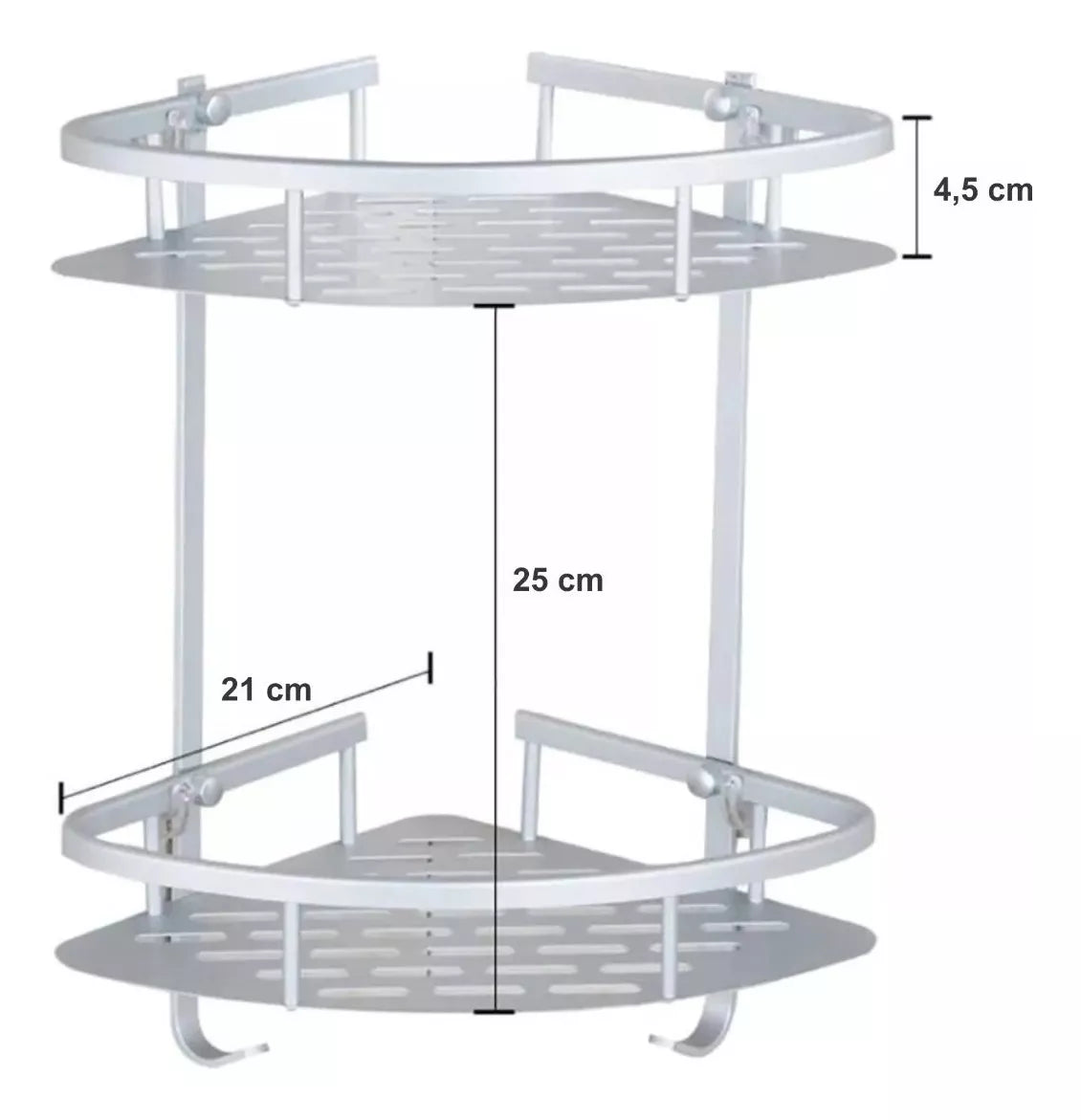 Estante de Baño Esquinero Doble Plateado