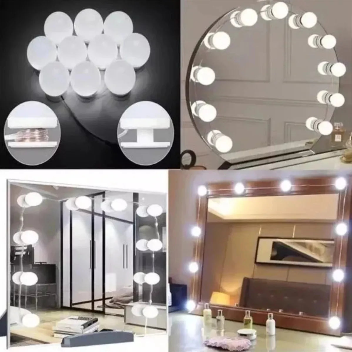 Luces Led Usb P/espejo Camarin 10 Focos Maquillaje Adhesivas