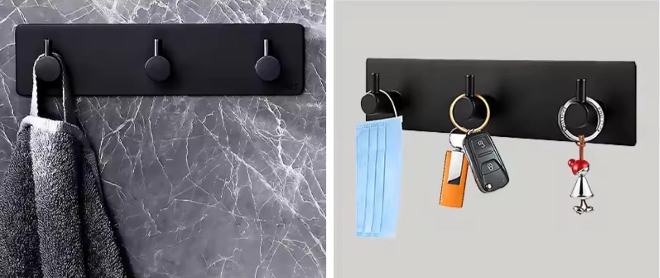 Gancho De Pared Triple Adhesivo Perchero Multiuso Acero Inox